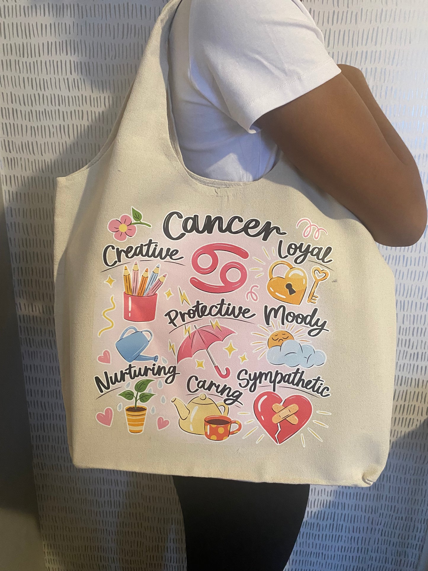 Cancer zodiac tote bag